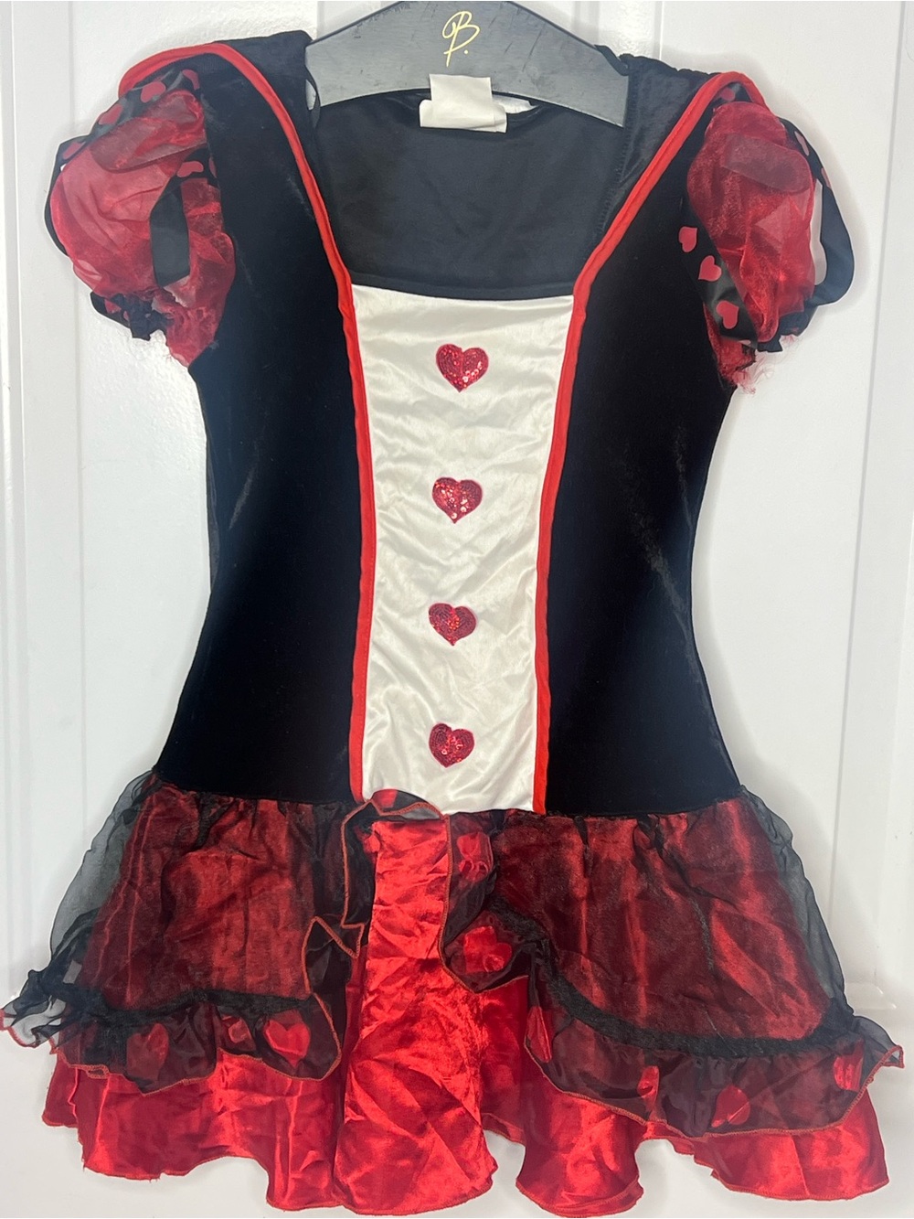 Queen of Hearts Halloween Tween Sz L 10-12 California Costume Dress See Descript